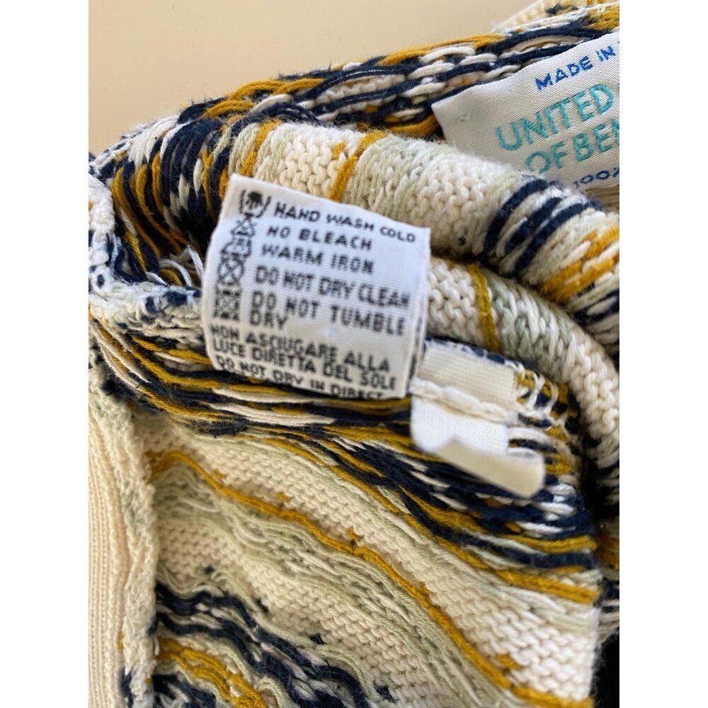 Vintage United Colors of Benetton Fair Isle Cotton Cardigan Sweater, Size Medium - Picture 8 of 9
